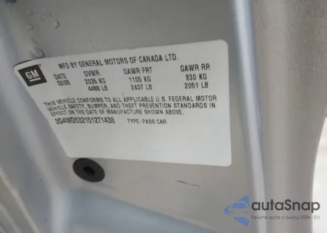 2005 Buick Lacrosse Cxl из США, поврежденный, VIN 2G4WD532151271438